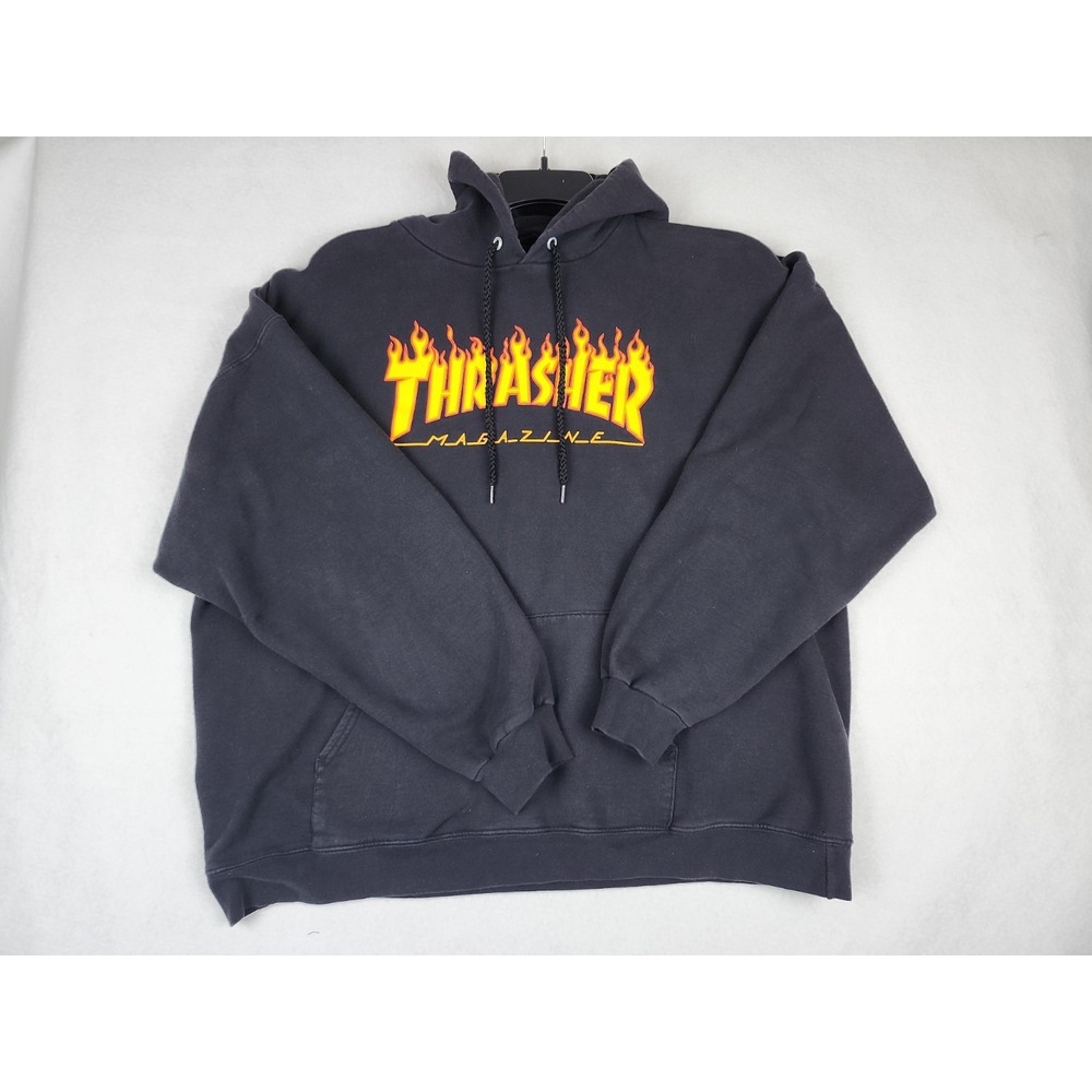 Thrasher Magazine Hoodie Sweatshirt Mens XL Black Long Sleeve Skateboard Skater